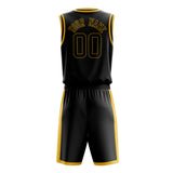 Custom Black Yellow Solid Color Basketball Jersey