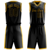 Custom Black Yellow Solid Color Basketball Jersey