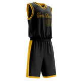 Custom Black Yellow Solid Color Basketball Jersey