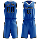 Custom Blue Black Solid Color Basketball Jersey