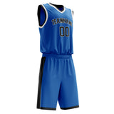 Custom Blue Black Solid Color Basketball Jersey