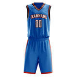 Custom Blue White Solid Color Basketball Jersey