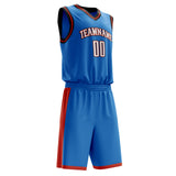 Custom Blue White Solid Color Basketball Jersey