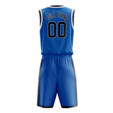 Custom Blue Black Solid Color Basketball Jersey