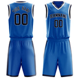 Custom Blue Black Solid Color Basketball Jersey