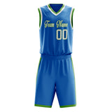 Custom Blue White Solid Color Basketball Jersey