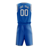 Custom Blue White Solid Color Basketball Jersey