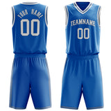 Custom Blue White Solid Color Basketball Jersey