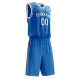 Custom Blue White Solid Color Basketball Jersey