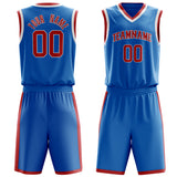 Custom Blue Red Solid Color Basketball Jersey