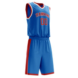 Custom Blue Red Solid Color Basketball Jersey