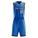 Custom Blue White Solid Color Basketball Jersey