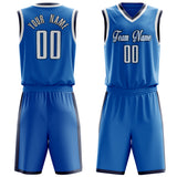 Custom Blue White Solid Color Basketball Jersey