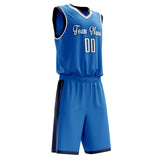 Custom Blue White Solid Color Basketball Jersey