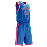 Custom Blue Pink Solid Color Basketball Jersey