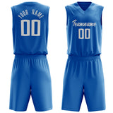 Custom Blue White Solid Color Basketball Jersey