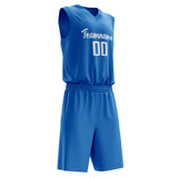 Custom Blue White Solid Color Basketball Jersey