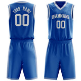 Custom Blue White Solid Color Basketball Jersey