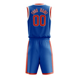 Custom Blue Orange Solid Color Basketball Jersey