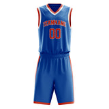 Custom Blue Orange Solid Color Basketball Jersey