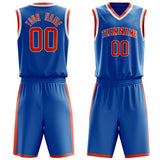 Custom Blue Orange Solid Color Basketball Jersey