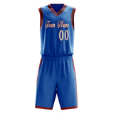 Custom Blue White Solid Color Basketball Jersey