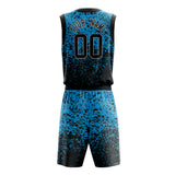 Custom Blue Black Solid Color Basketball Jersey