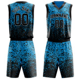 Custom Blue Black Solid Color Basketball Jersey