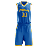 Custom Blue Gold Solid Color Basketball Jersey