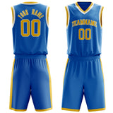 Custom Blue Gold Solid Color Basketball Jersey