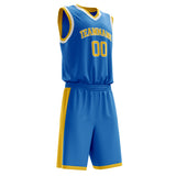 Custom Blue Gold Solid Color Basketball Jersey