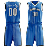 Custom Blue White Pinstripe Basketball Jersey