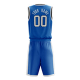 Custom Blue White Solid Color Basketball Jersey