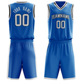 Custom Blue White Solid Color Basketball Jersey