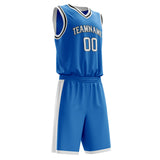 Custom Blue White Solid Color Basketball Jersey