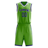 Custom Neon-Green Purple Solid Color Basketball Jersey