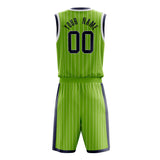 Custom Neon-Green Black Pinstripe Basketball Jersey