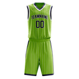 Custom Neon-Green Black Pinstripe Basketball Jersey