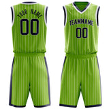 Custom Neon-Green Black Pinstripe Basketball Jersey