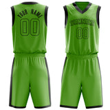 Custom Neon-Green Black Solid Color Basketball Jersey