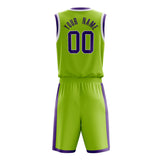 Custom Neon-Green Purple Solid Color Basketball Jersey