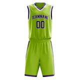 Custom Neon-Green Purple Solid Color Basketball Jersey