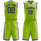 Custom Neon-Green Purple Solid Color Basketball Jersey