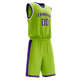 Custom Neon-Green Purple Solid Color Basketball Jersey