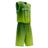 Custom Neon-Green White Solid Color Basketball Jersey