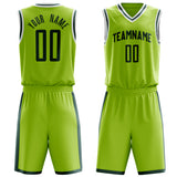 Custom Neon-Green Black Solid Color Basketball Jersey