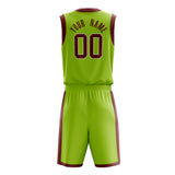Custom Neon-Green Crimson Solid Color Basketball Jersey