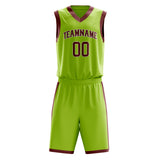 Custom Neon-Green Crimson Solid Color Basketball Jersey