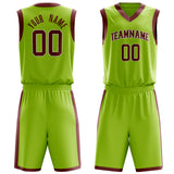 Custom Neon-Green Crimson Solid Color Basketball Jersey