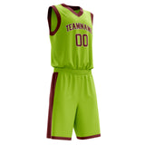 Custom Neon-Green Crimson Solid Color Basketball Jersey